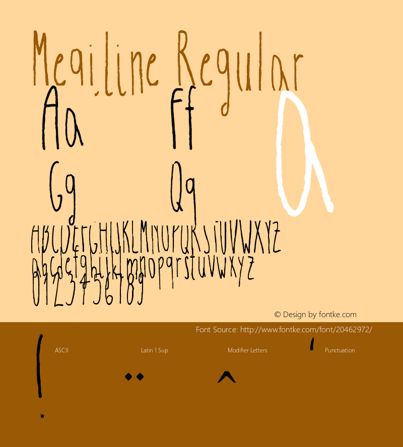 Megiline Version 1.00 March 8, 2016, initial release Font Sample