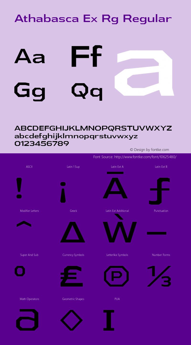 Athabasca Ex Rg Regular Version 1.000 Font Sample