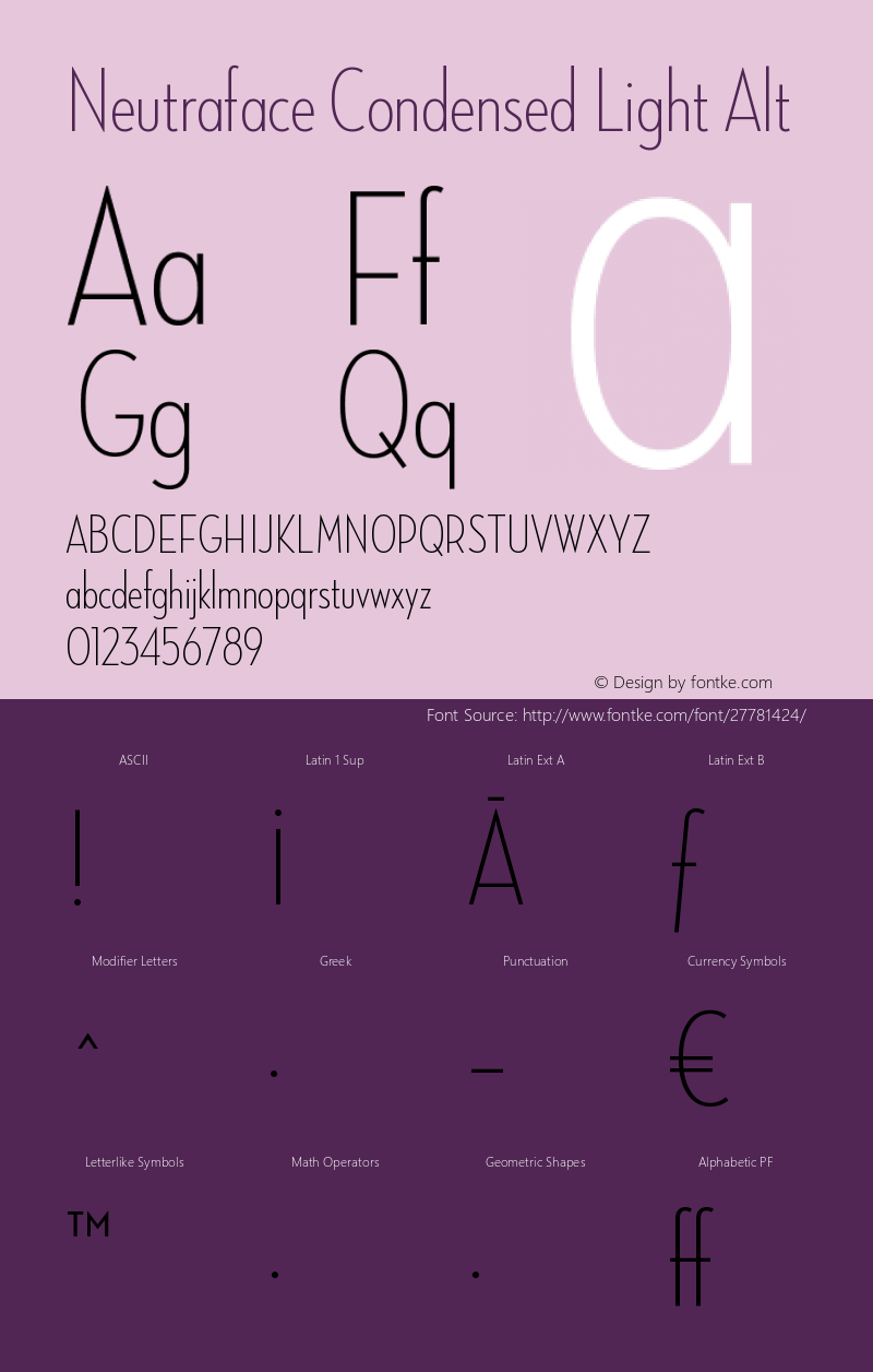 NeutrafaceCondensed-LightAlt Version 1.000;PS 001.001;hotconv 1.0.38 Font Sample