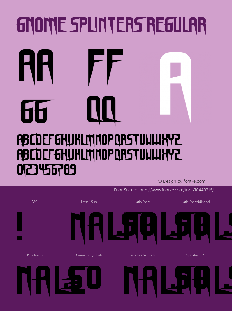 Gnome Splinters Regular Version 1.0 Font Sample