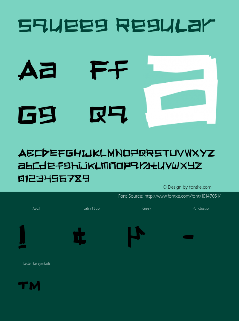 Squeeg Regular Macromedia Fontographer 4.1 2001.12.04 Font Sample