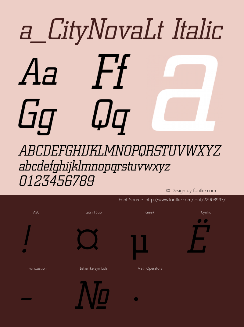 a_CityNovaLt Italic 01.03 Font Sample