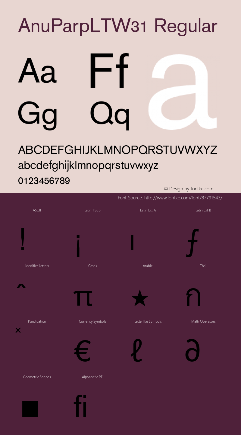 AnuParp LT W31 Version 1.01 Font Sample