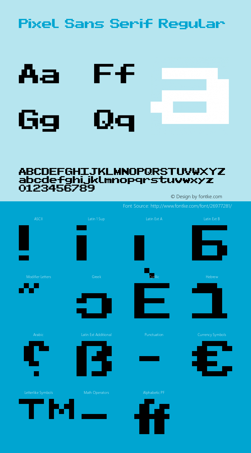 Pixel Sans Serif Regular Version 1.0 Font Sample