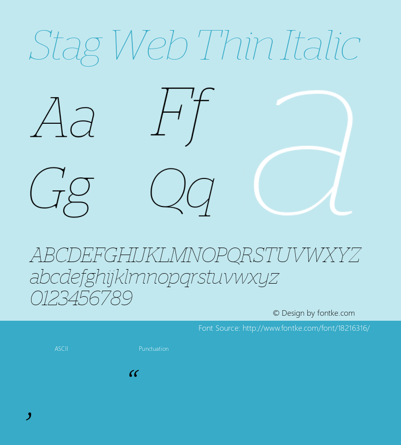 Stag Web Thin Italic Version 2.1 2011 Font Sample