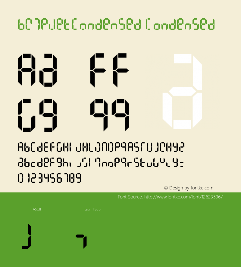 BW7pJetCondensed Condensed Version 001.000 Font Sample