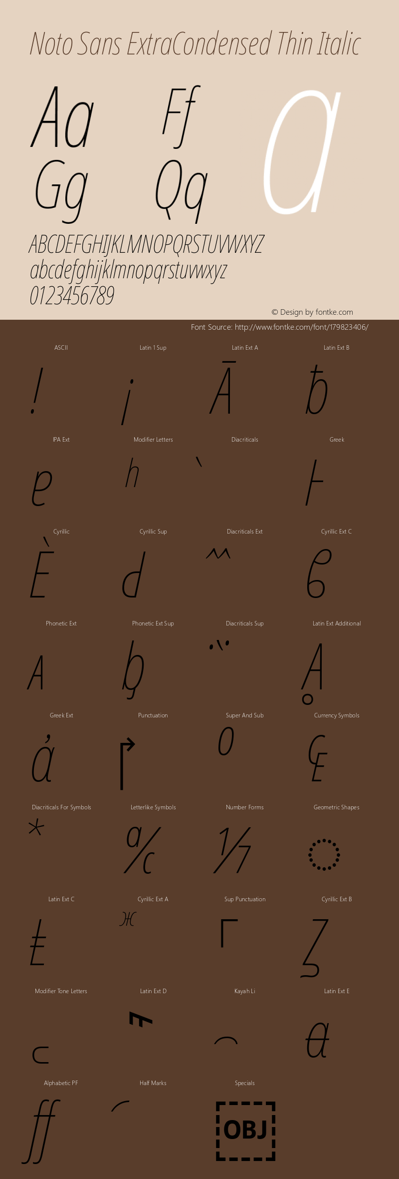 Noto Sans ExtraCondensed Thin Italic Version 2.001; ttfautohint (v1.8.2)图片样张