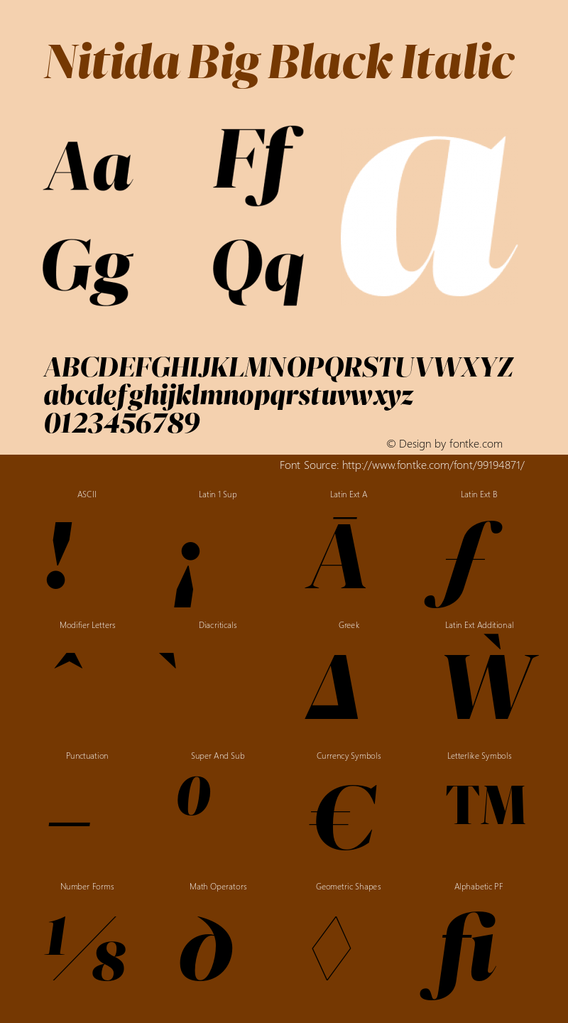 Nitida Big Black Italic Version 1.000;hotconv 1.0.109;makeotfexe 2.5.65596 Font Sample