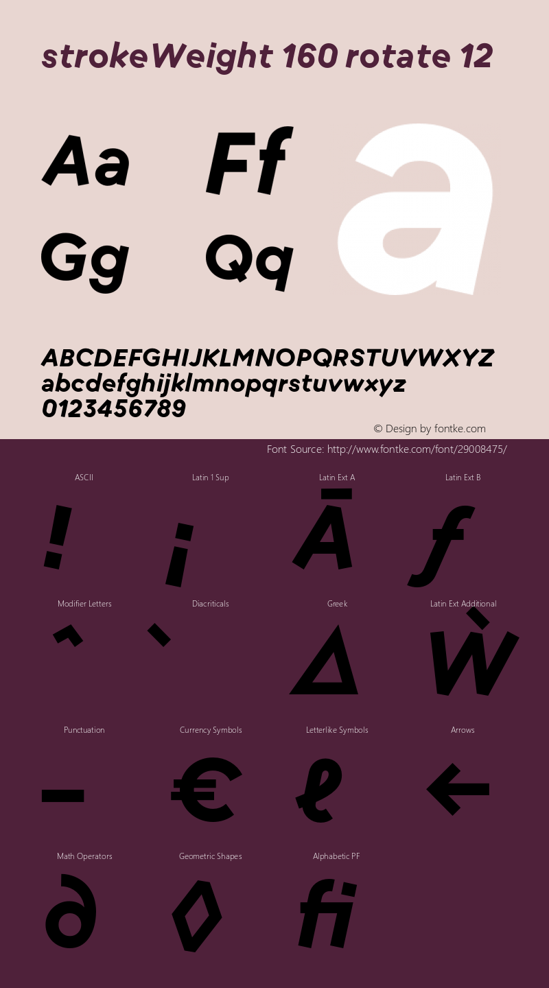 strokeWeight-160rotateR12 Version 1.007 Font Sample