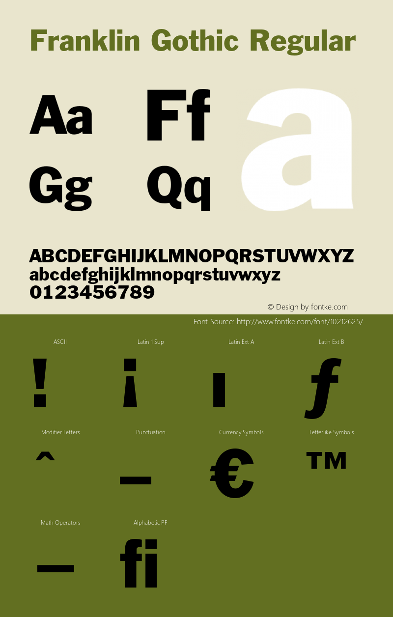 Franklin Gothic Regular 003.001 Font Sample