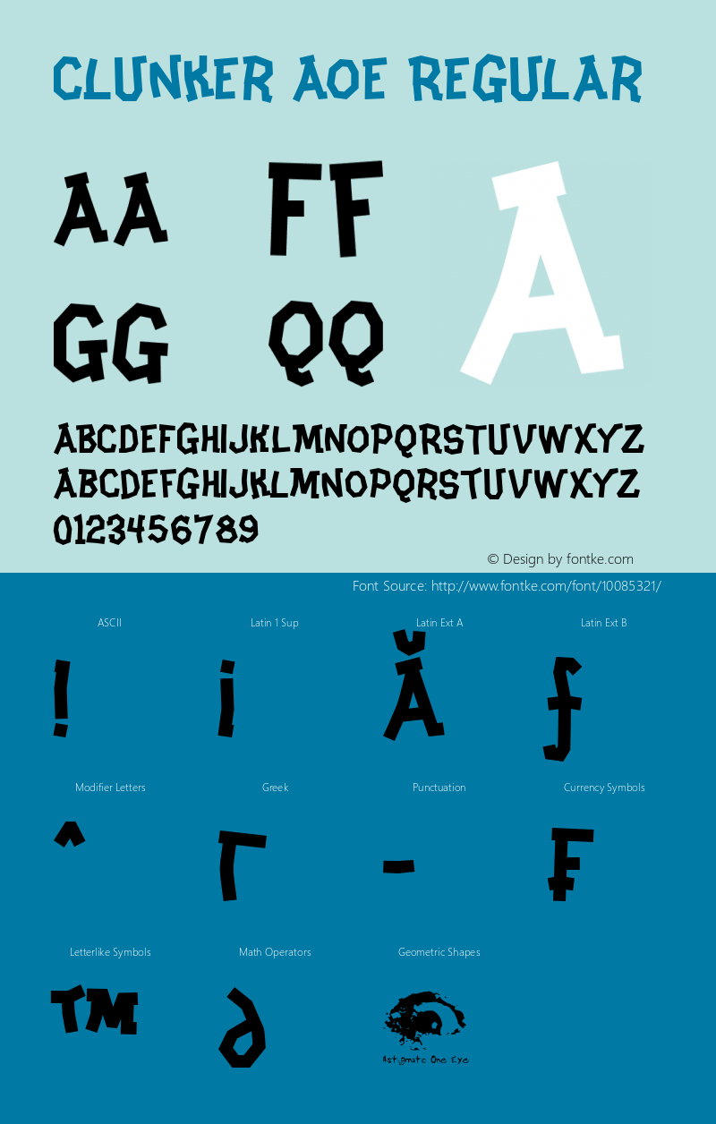 Clunker AOE Regular Macromedia Fontographer 4.1.2 1/8/01 Font Sample