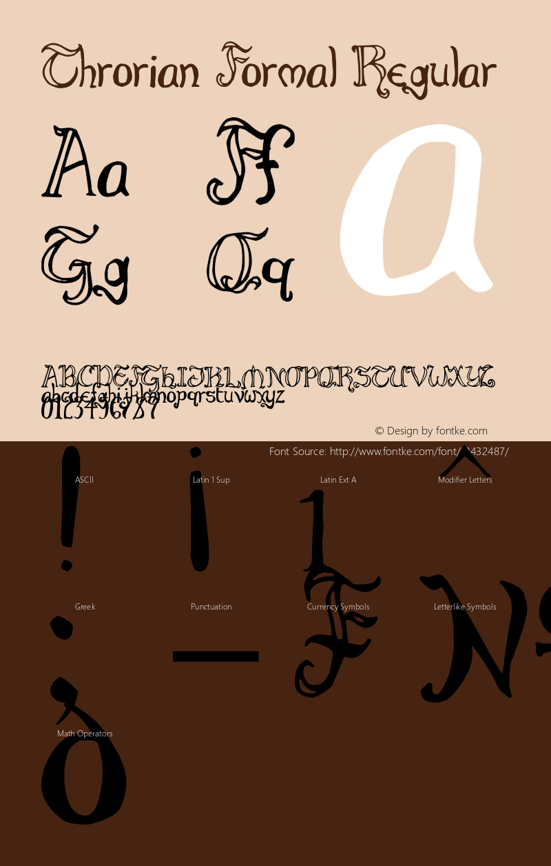 Throrian Formal Regular Version 1.00 April 15, 2012, initial release Font Sample