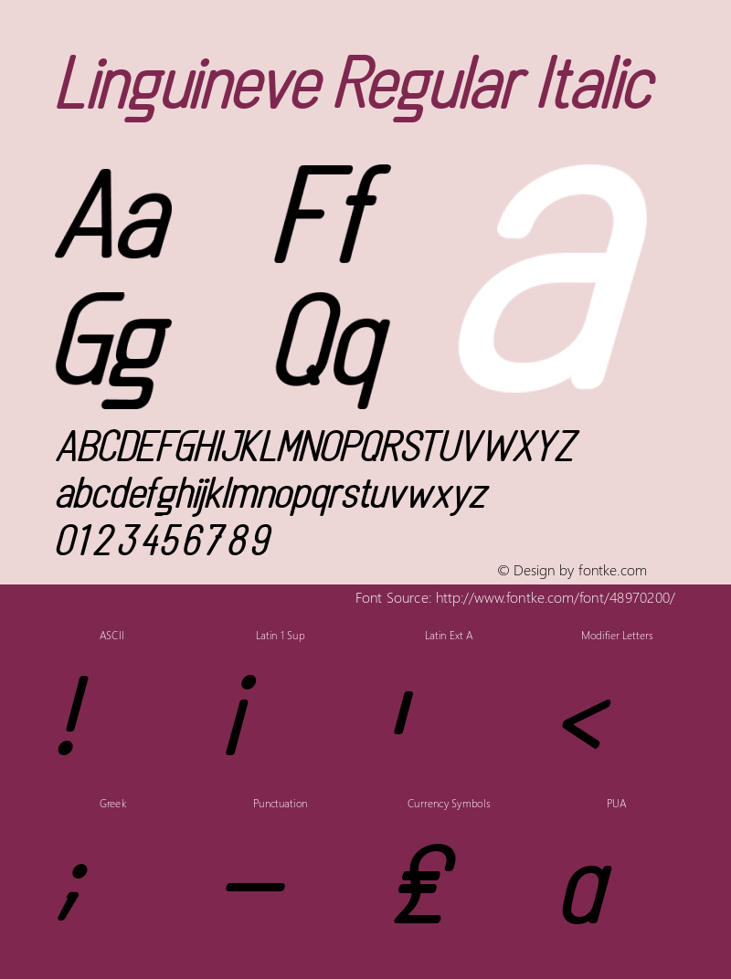 Linguineve Regular Italic Version 1.00;December 15, 2019;FontCreator 11.5.0.2422 64-bit Font Sample