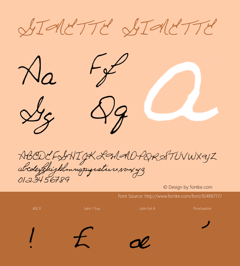GINETTE GINETTE 1998; 1.0, initial release Font Sample