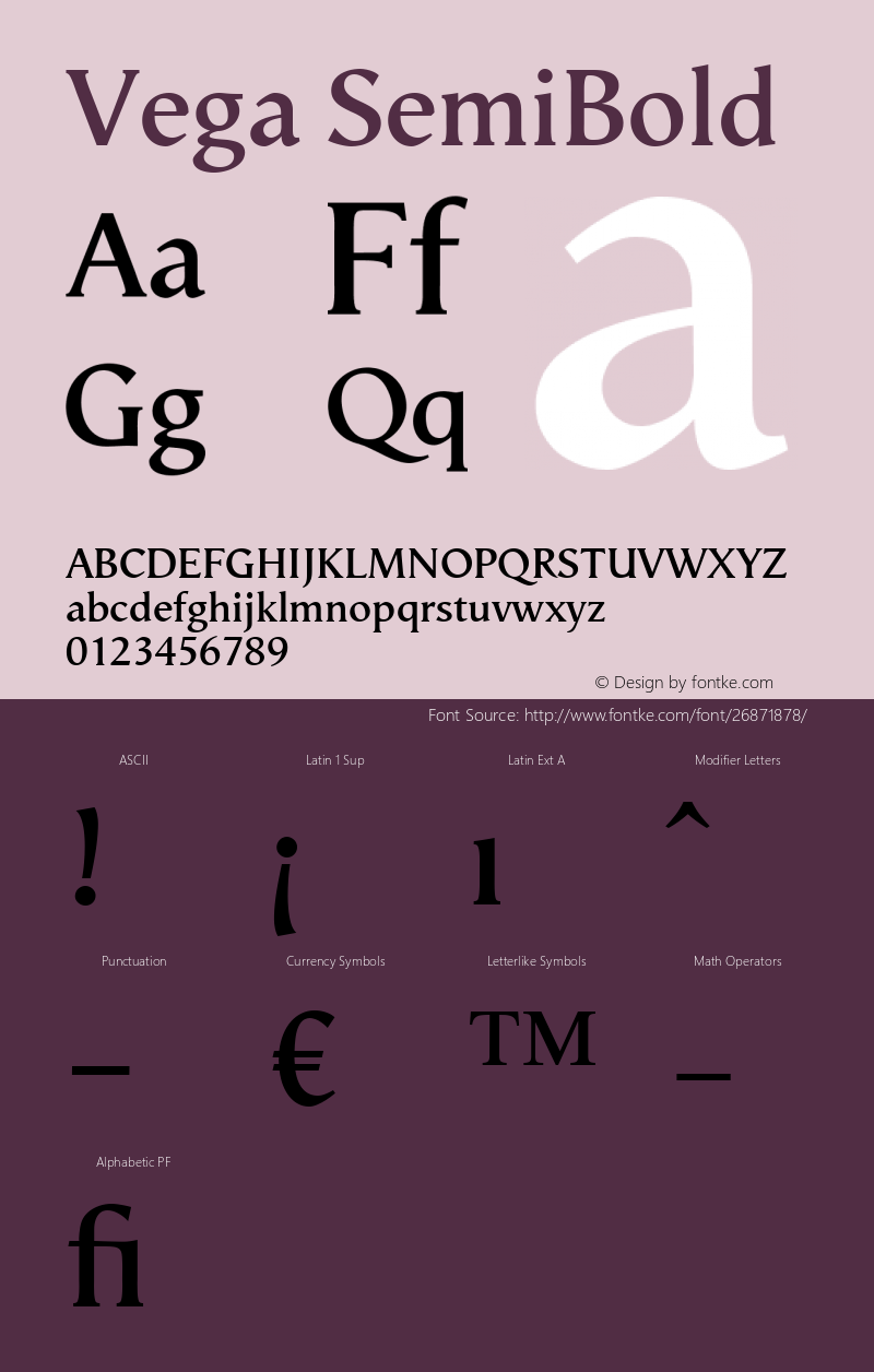 Vega SemiBold Version 1.00 Font Sample