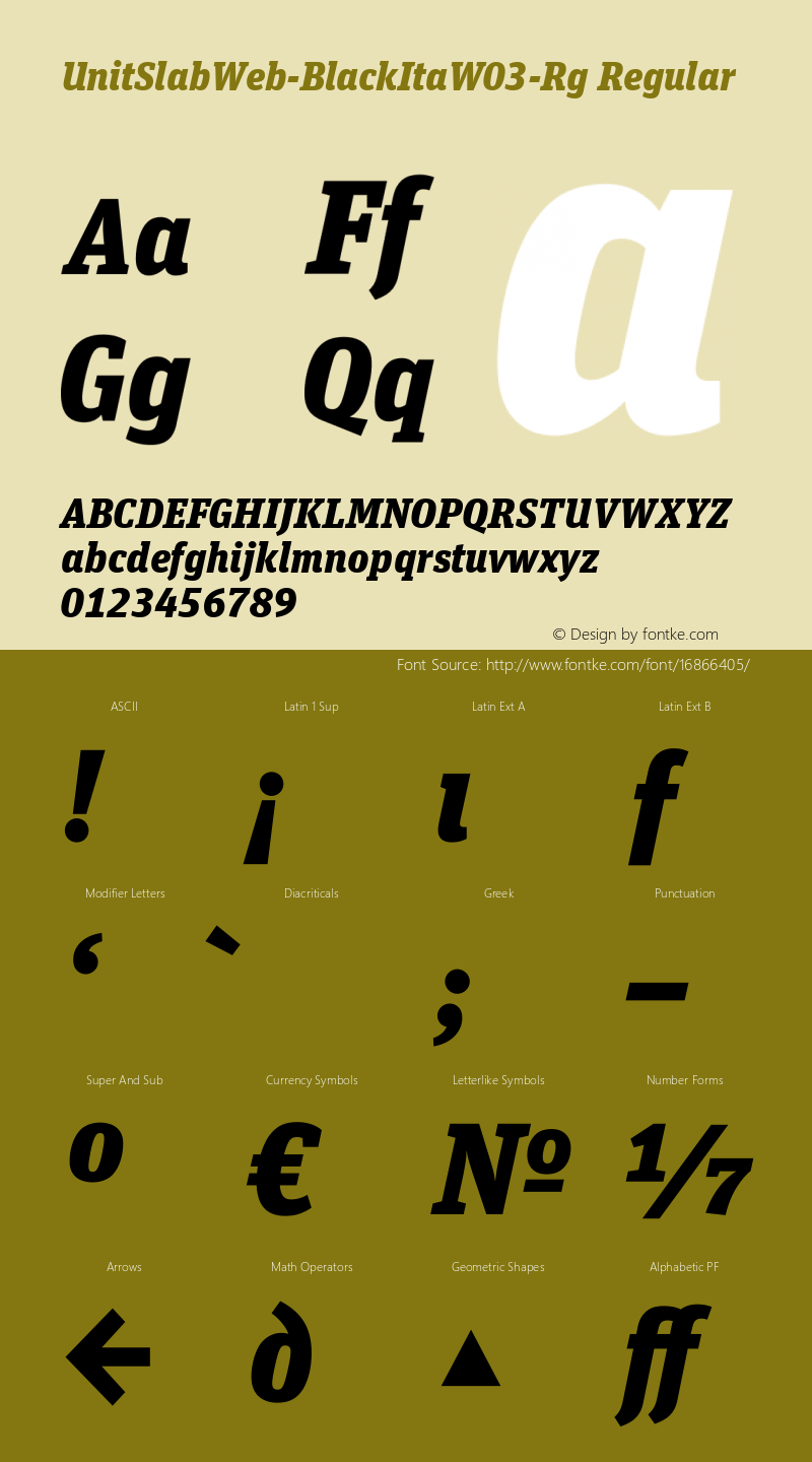 UnitSlabWeb-BlackItaW03-Rg Regular Version 7.504 Font Sample