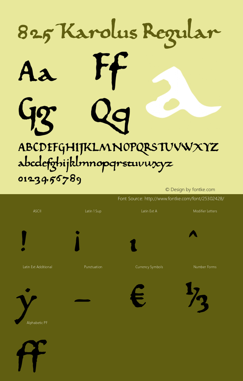 825 Karolus W00 Normal Version 1.00 Font Sample