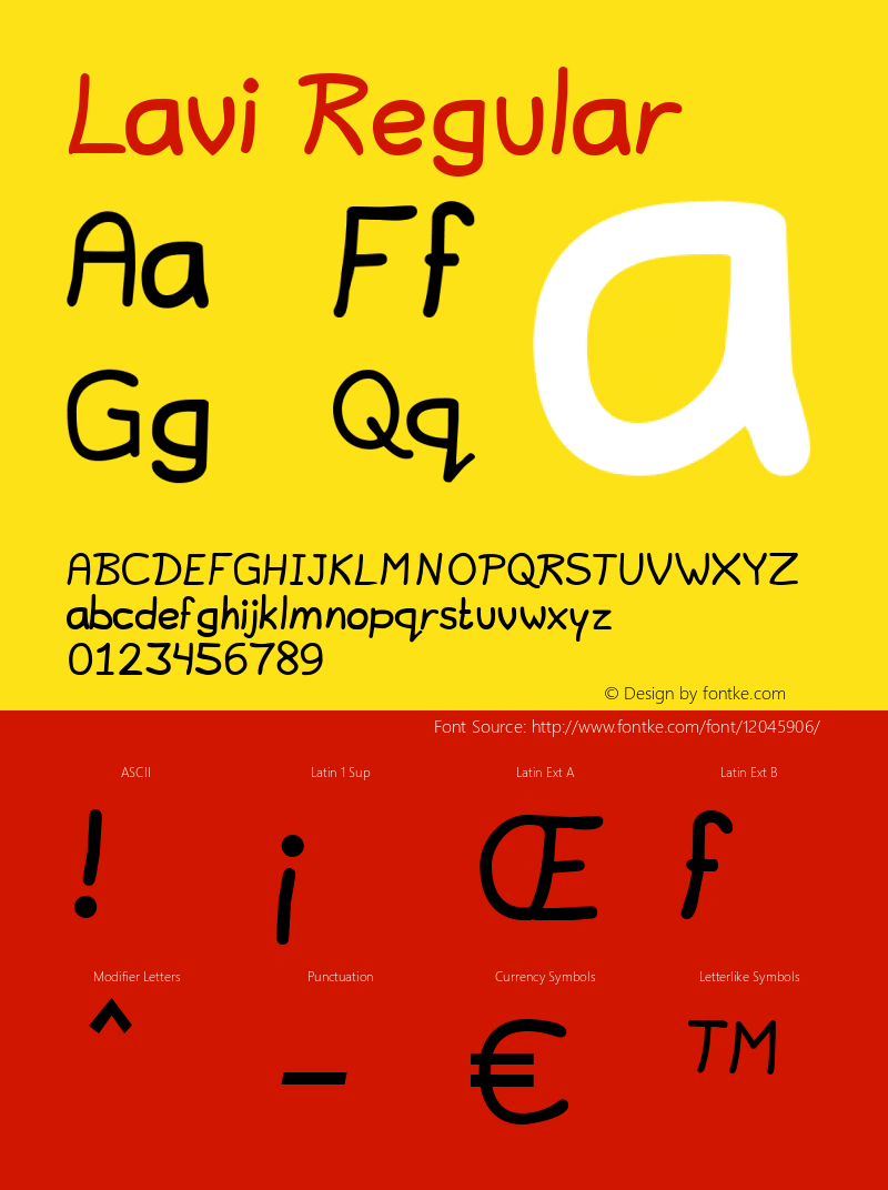 Lavi Regular Version 1.0 Font Sample