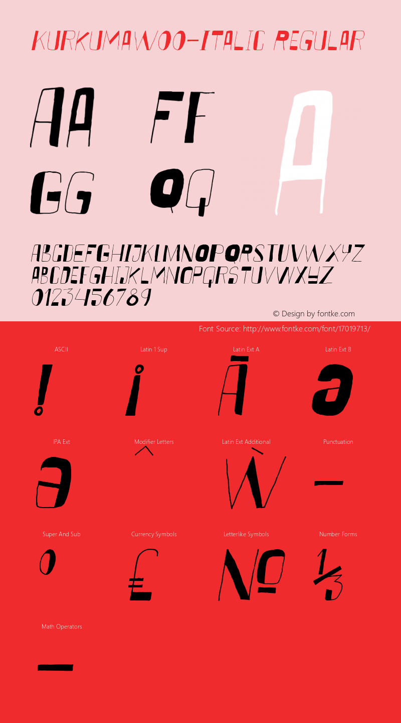 KurkumaW00-Italic Regular Version 1.00 Font Sample