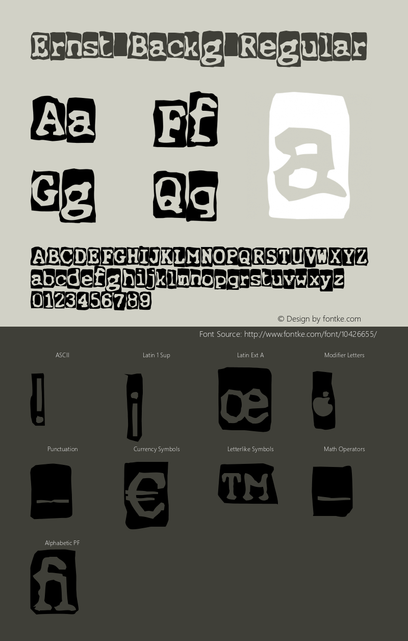 Ernst Backg Regular Version 1.001;PS 001.001;hotconv 1.0.56;makeotf.lib2.0.21325 Font Sample