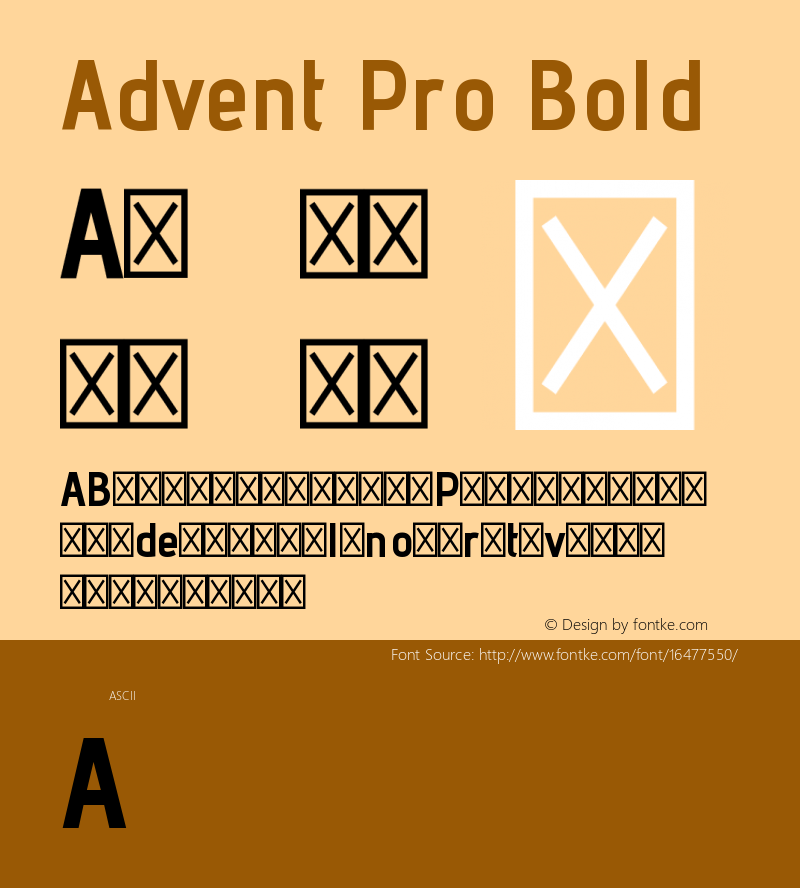 Advent Pro Bold Version 2.003 Font Sample