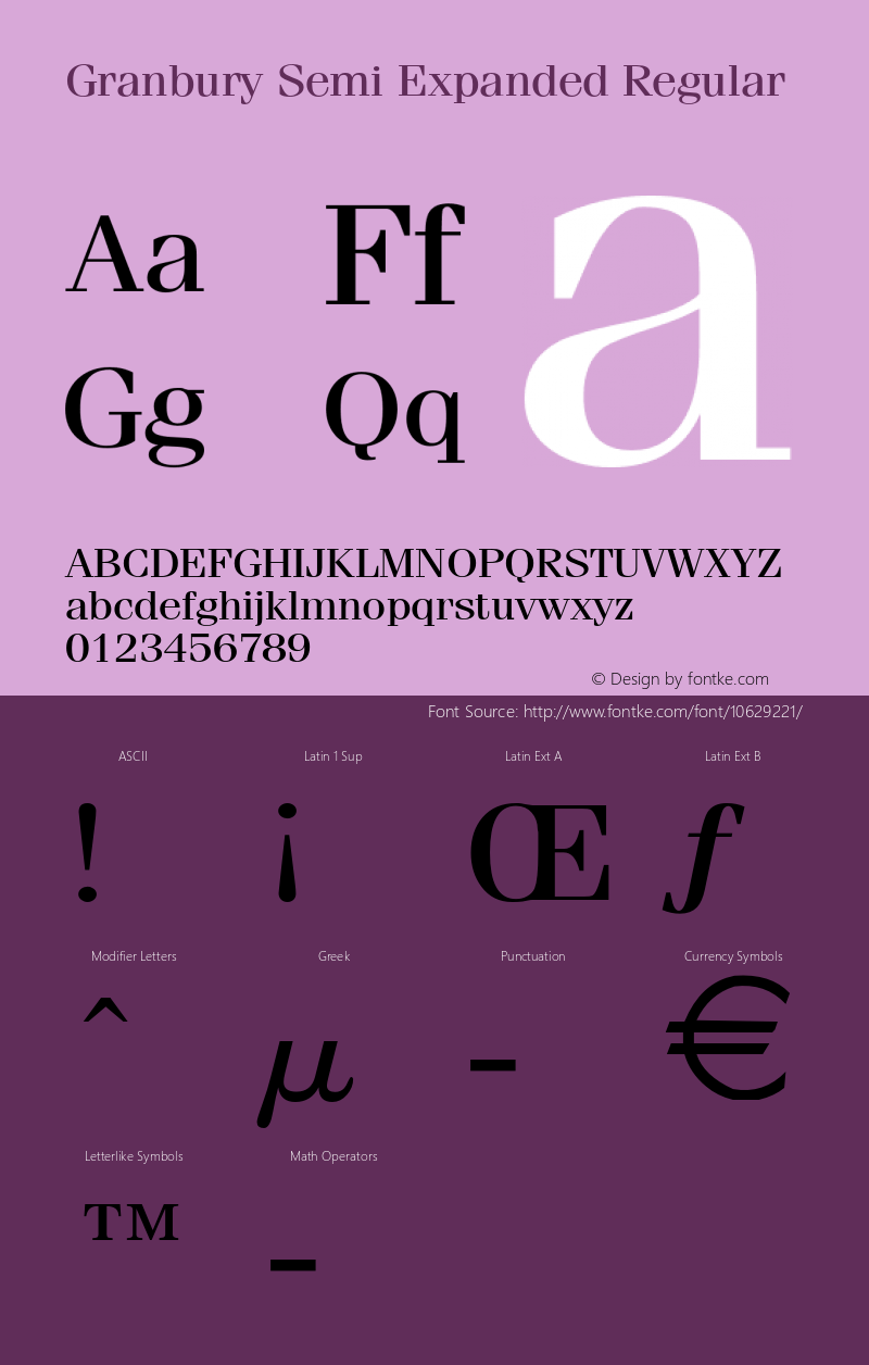 Granbury Semi Expanded Regular Version 1.000 Font Sample