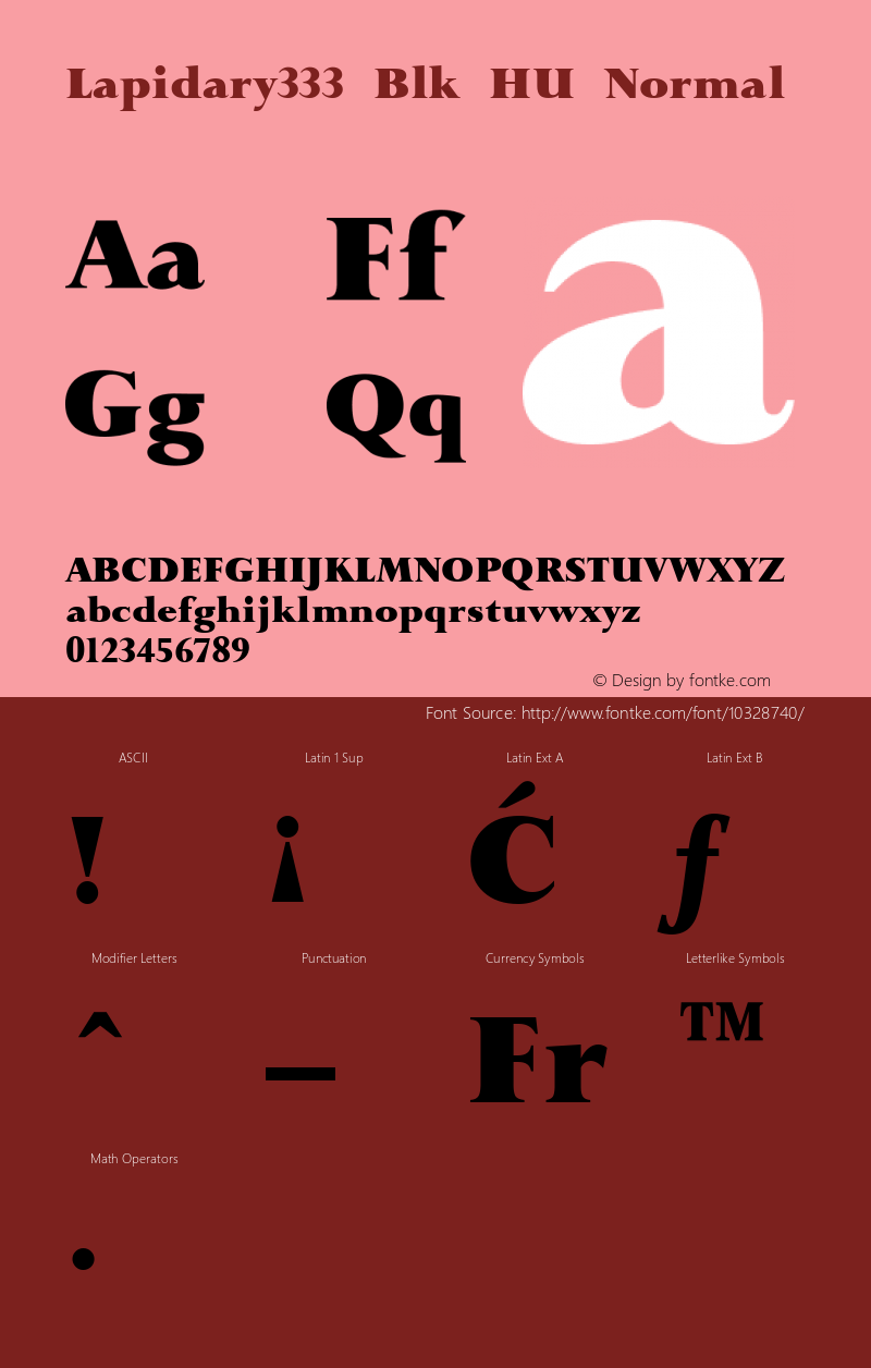 Lapidary333 Blk HU Normal 1.000 Font Sample