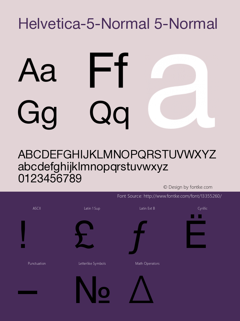 Helvetica-5-Normal 5-Normal Version 001.000 Font Sample