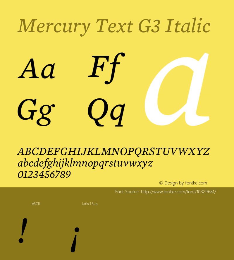 Mercury Text G3 Italic 001.000 Font Sample