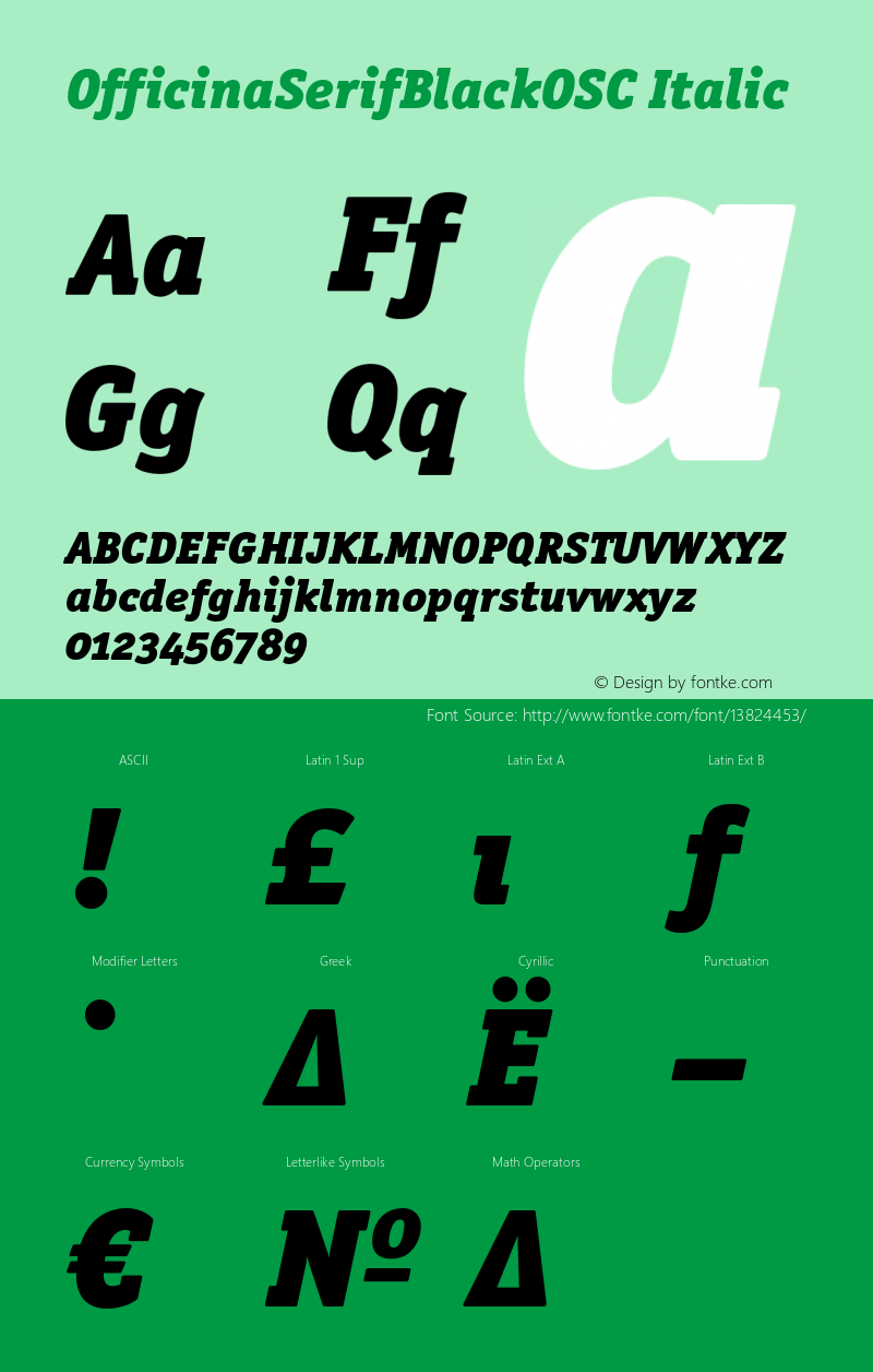 OfficinaSerifBlackOSC Italic OTF 1.0;PS 001.000;Core 116;AOCW 1.0 161 Font Sample