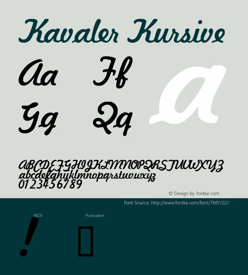 Kavaler Kursive Macromedia Fontographer 4.1 8/16/95 Font Sample