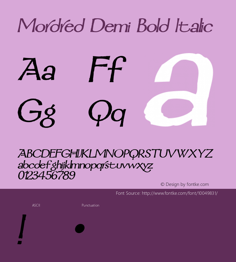 Mordred Demi Bold Italic 001.000 Font Sample