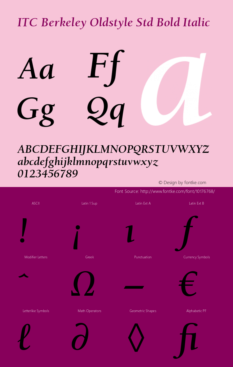 ITC Berkeley Oldstyle Std Bold Italic OTF 1.018;PS 001.001;Core 1.0.31;makeotf.lib1.4.1585 Font Sample