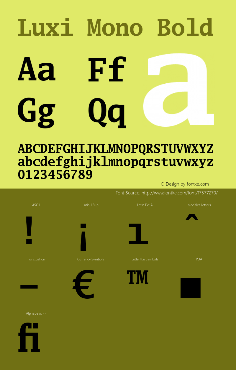 Luxi Mono Bold 1.2 : October 12, 2001 Font Sample