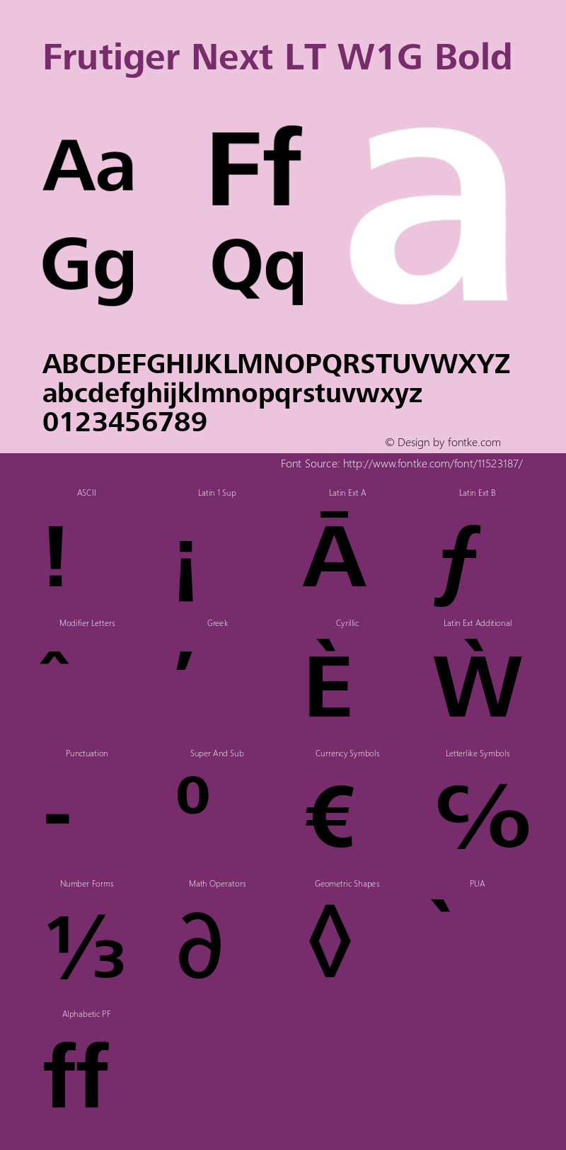 Frutiger Next LT W1G Bold Version 1.00 Font Sample