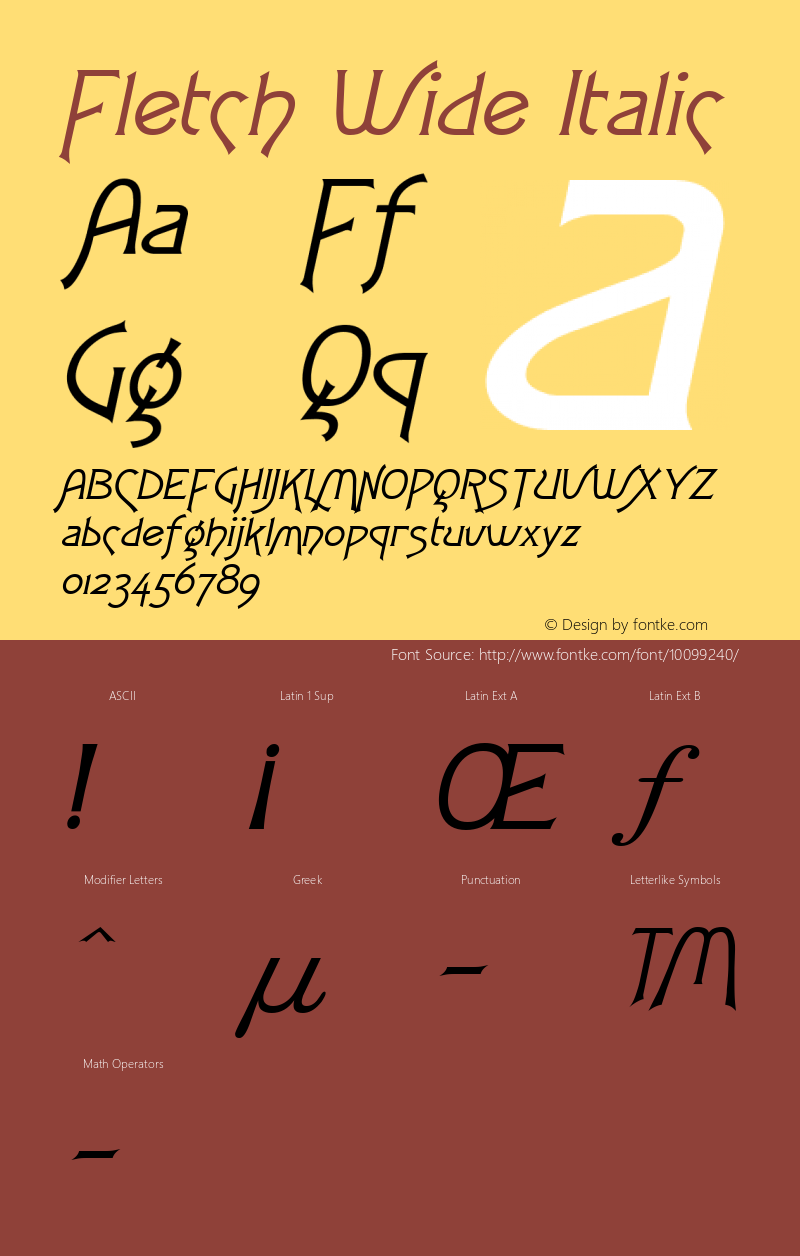Fletch Wide Italic Altsys Fontographer 4.1 12/30/94 Font Sample