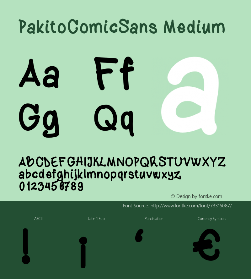 PakitoComicSans Version 001.000 Font Sample