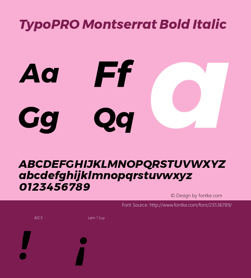 TypoPRO Montserrat Bold Italic Version 6.001 Font Sample