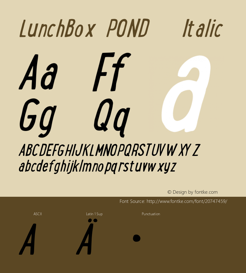 LunchBox-Italic Version 1.000;PS 001.001;hotconv 1.0.56 Font Sample