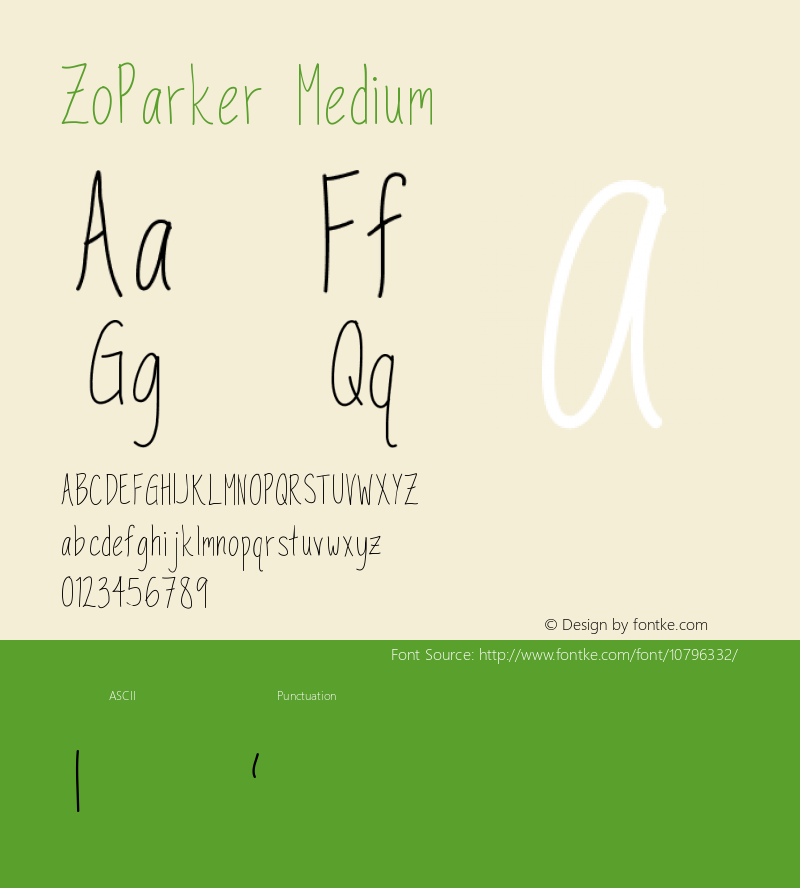 ZoParker Medium Version 001.000 Font Sample