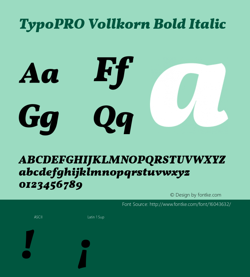 TypoPRO Vollkorn Bold Italic Version 3.005;PS 003.005;hotconv 1.0.70;makeotf.lib2.5.58329 Font Sample