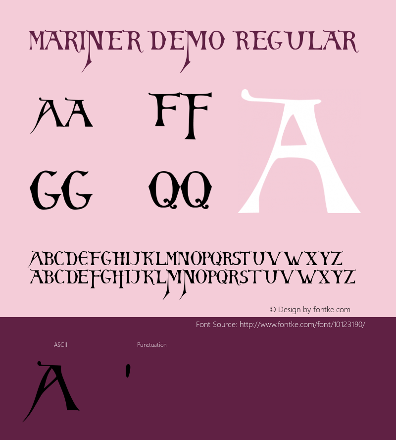 Mariner Demo Regular Macromedia Fontographer 4.1.4 1/14/04 Font Sample