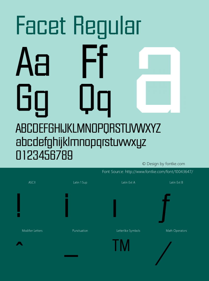 Facet Regular Print Artist: Sierra On-Line, Inc. Font Sample