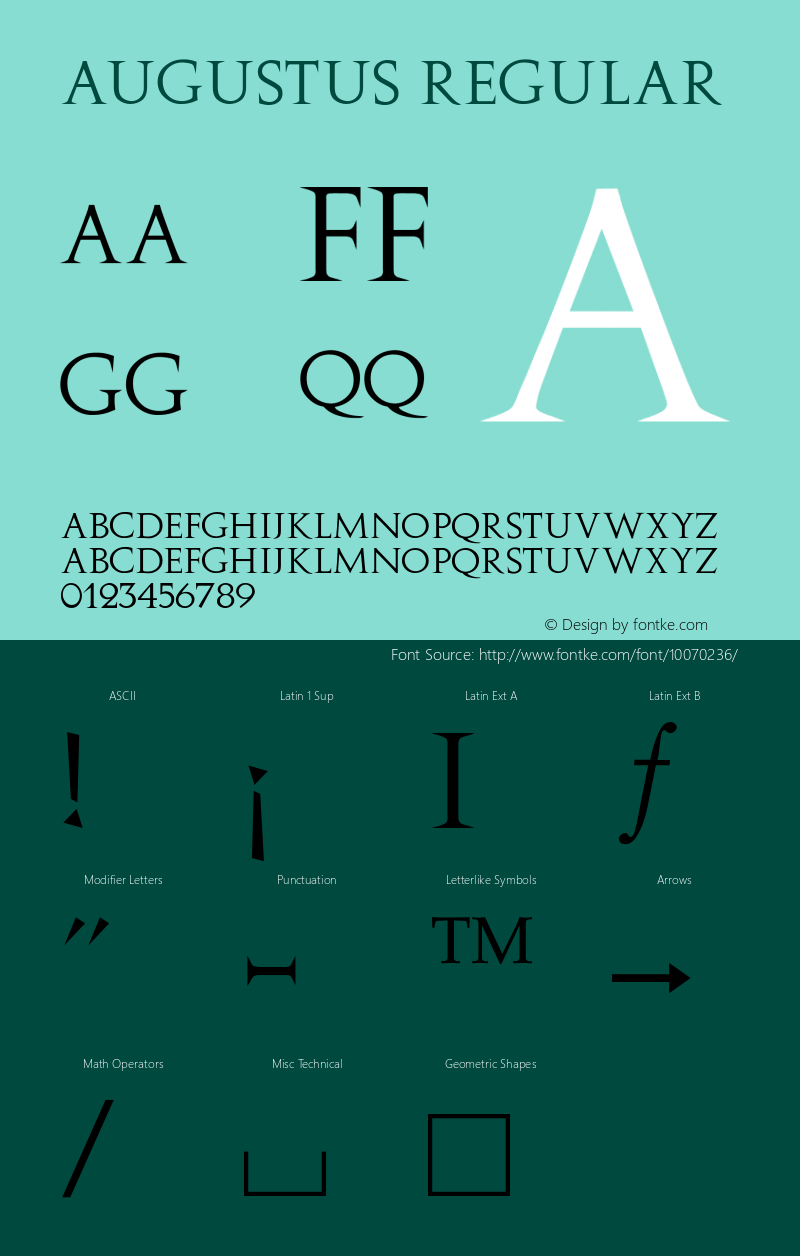 Augustus Regular Converted from C:\ALLTYPE\AUGUSTUS.FF1 by ALLTYPE Font Sample