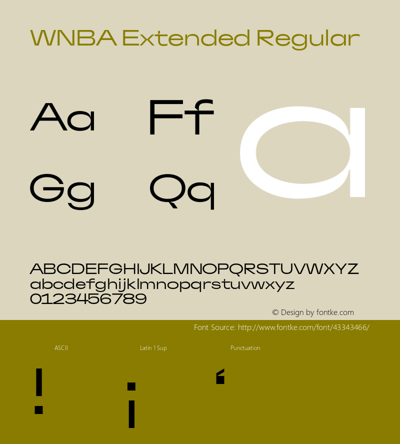 WNBA-ExtendedRegular Version 0.005;PS 0.5;hotconv 1.0.88;makeotf.lib2.5.647800 Font Sample