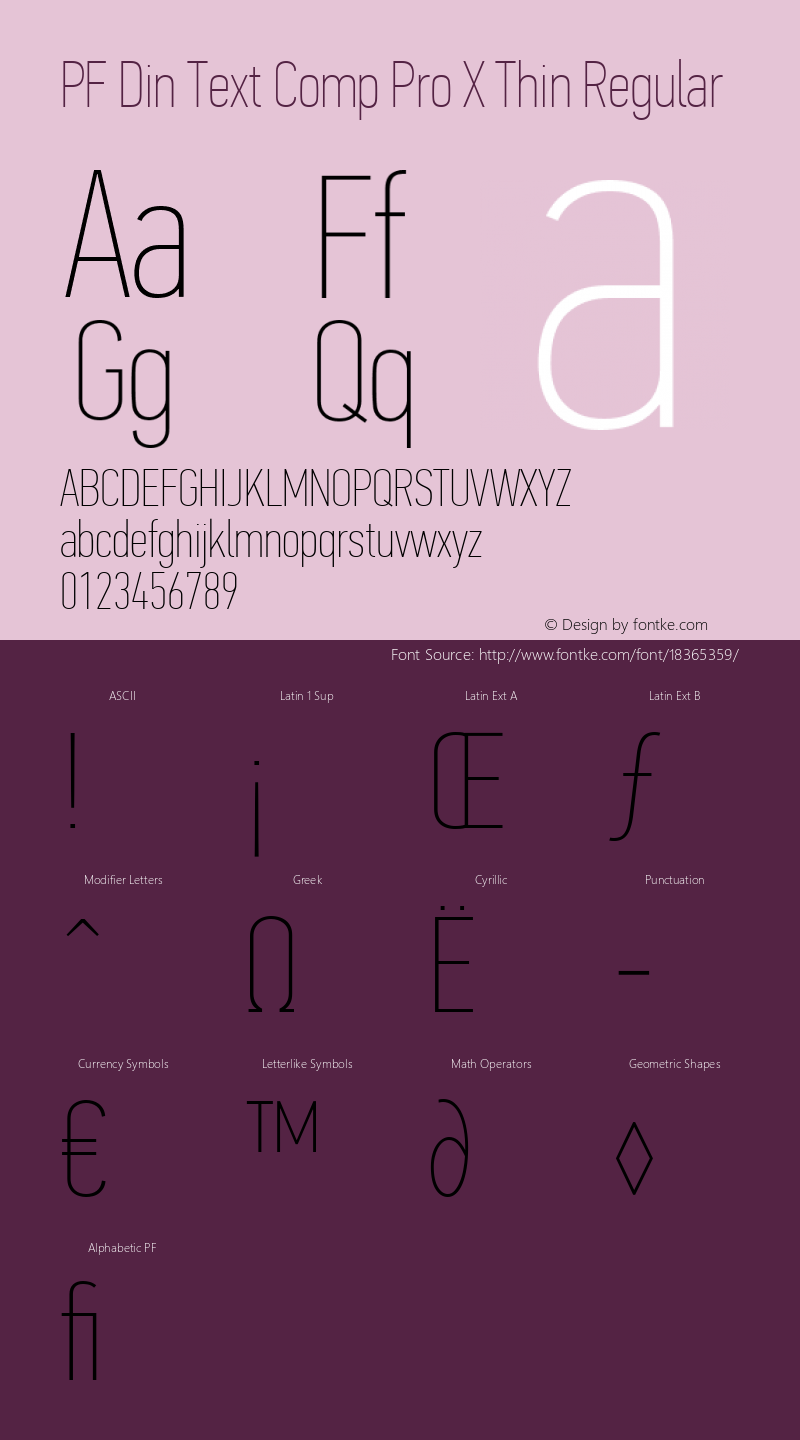 PF Din Text Comp Pro X Thin Regular Version 2.005 2005 Font Sample