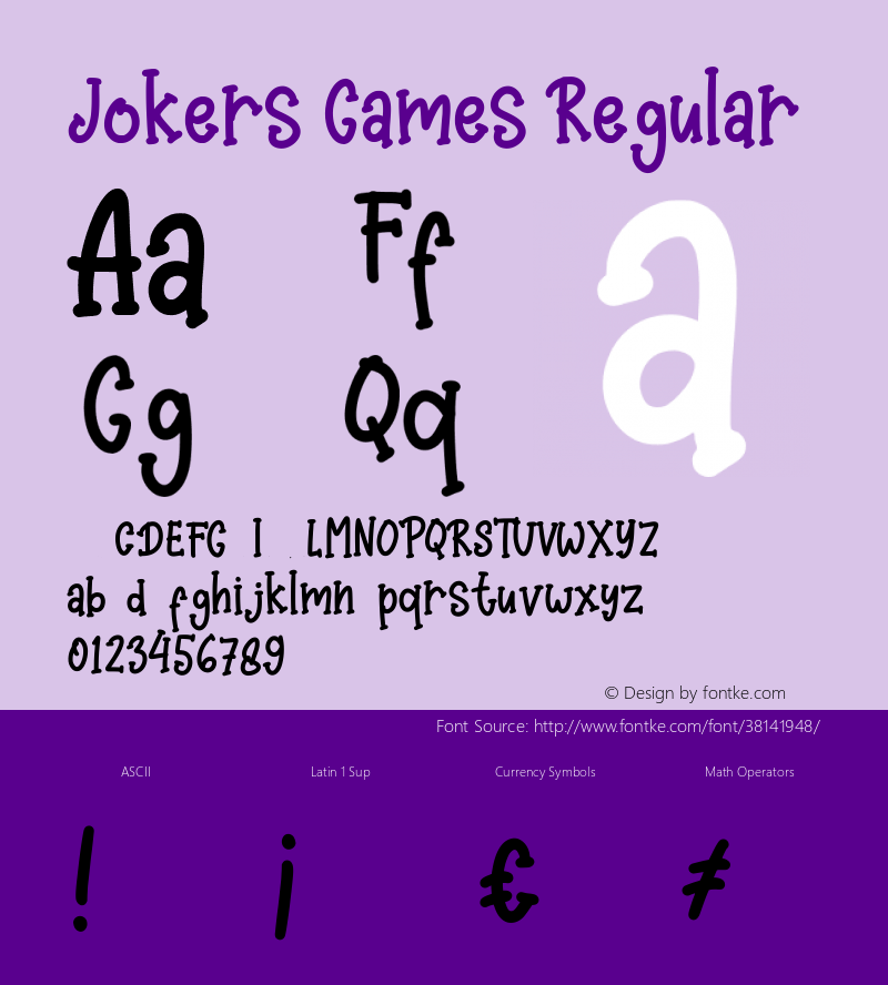 Jokers Games Regular Version 1.000 Font Sample