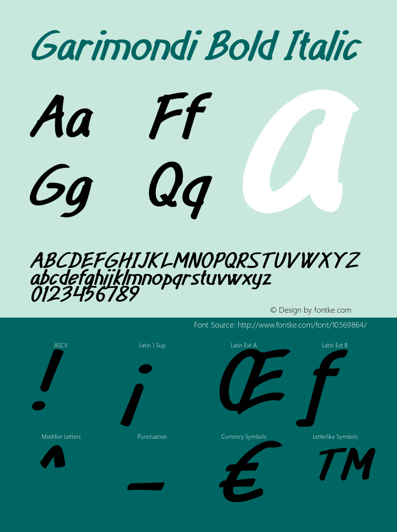 Garimondi Bold Italic Version 1.000 Font Sample