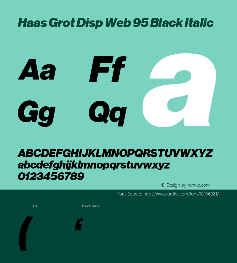 Haas Grot Disp Web 95 Black Italic Version 001.001 2010 Font Sample