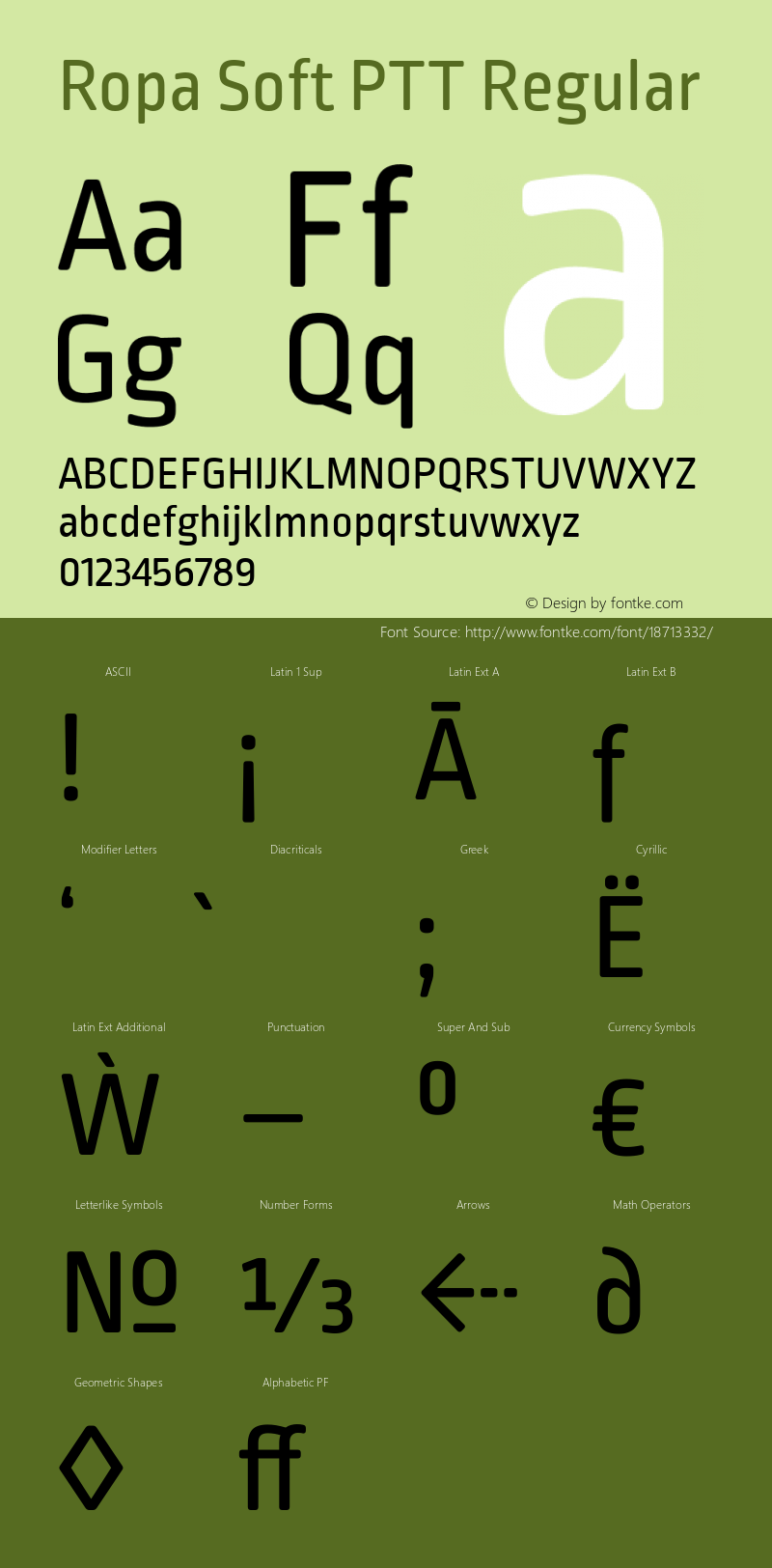 Ropa Soft PTT Regular Version 2.001; build 0001 Font Sample